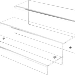 JUESHA Acrylic Wine Rack Clear Black Tiered Bar Shelf-0