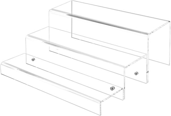JUESHA Acrylic Wine Rack Clear Black Tiered Bar Shelf-0