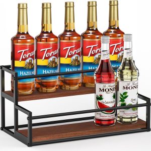 THYGIFTREE Syrup Rack Metal Wood Countertop Organizer-0