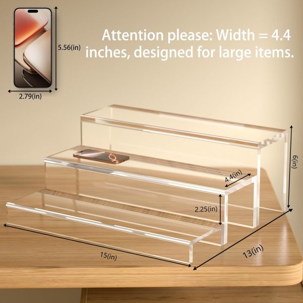JUESHA Acrylic Wine Rack Clear Black Tiered Bar Shelf-2