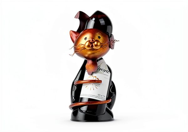 Cat Wine Rack Drincarier Metal Modern Holder-4
