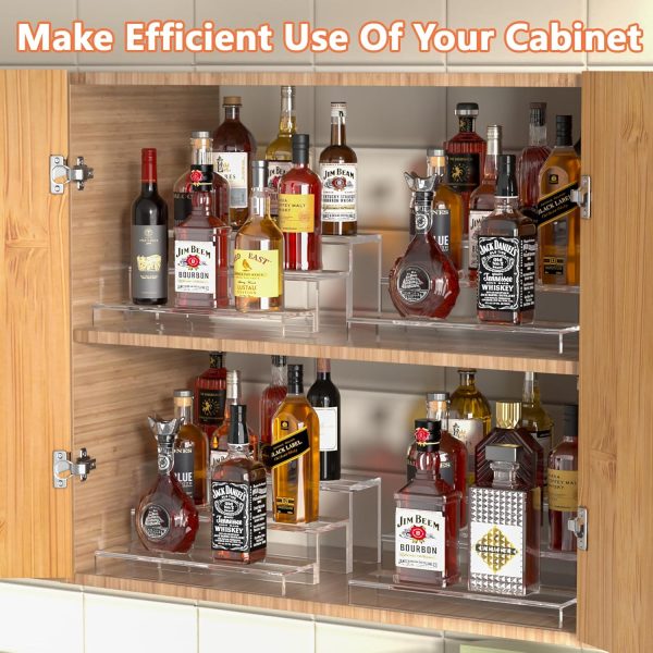 JUESHA Acrylic Wine Rack Clear Black Tiered Bar Shelf-4