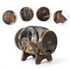 Makuvine Wine Cork Display Barrel Rustic Metal Tabletop Rack-3