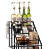Vantimo Rustic Brown 4 Tier Metal Step Shelf Rack-6