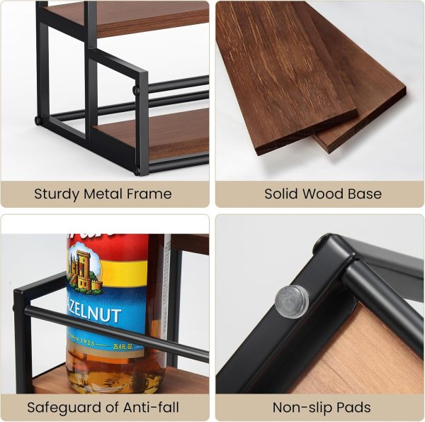 THYGIFTREE Syrup Rack Metal Wood Countertop Organizer-8