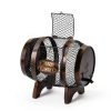 Makuvine Wine Cork Display Barrel Rustic Metal Tabletop Rack-2