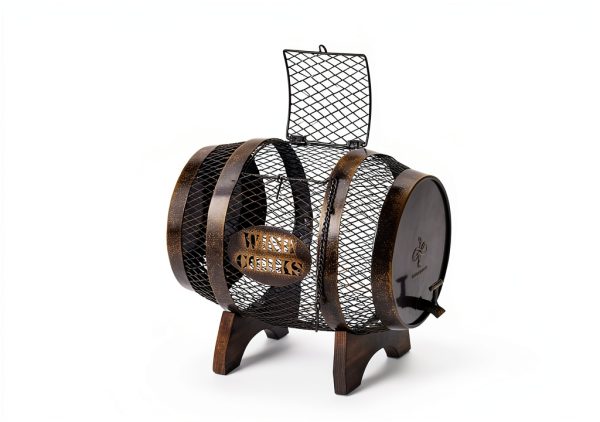 Makuvine Wine Cork Display Barrel Rustic Metal Tabletop Rack-2