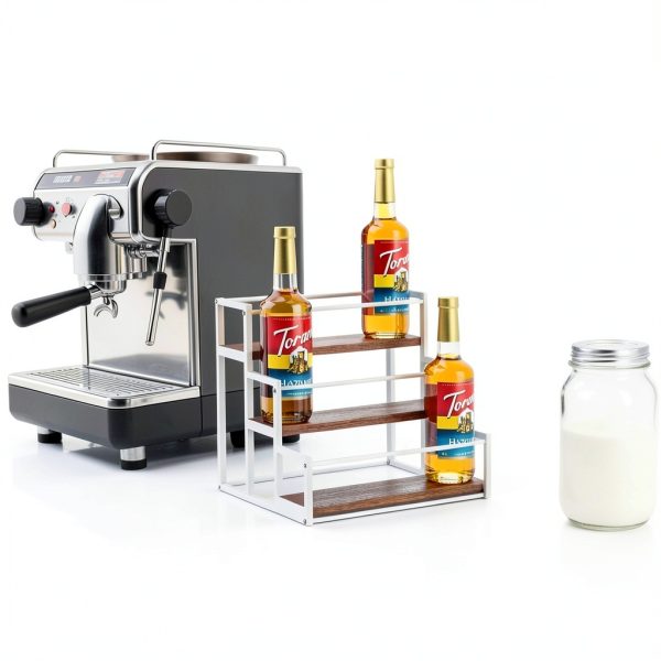 THYGIFTREE Coffee Syrup Rack Metal Wood Organizer Kitchen-7