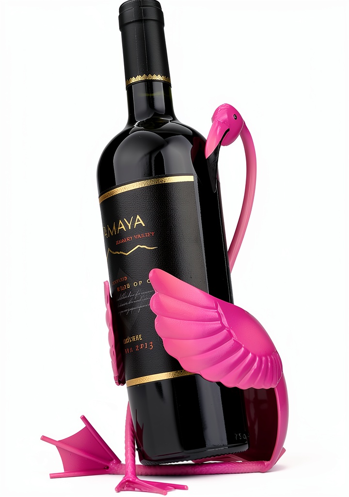 Installing Tooarts Flamingo Wine Holder Metal Decor Kitchen Dining Gift on a wooden desk