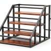 Vantimo Rustic Brown 4 Tier Metal Step Shelf Rack-2
