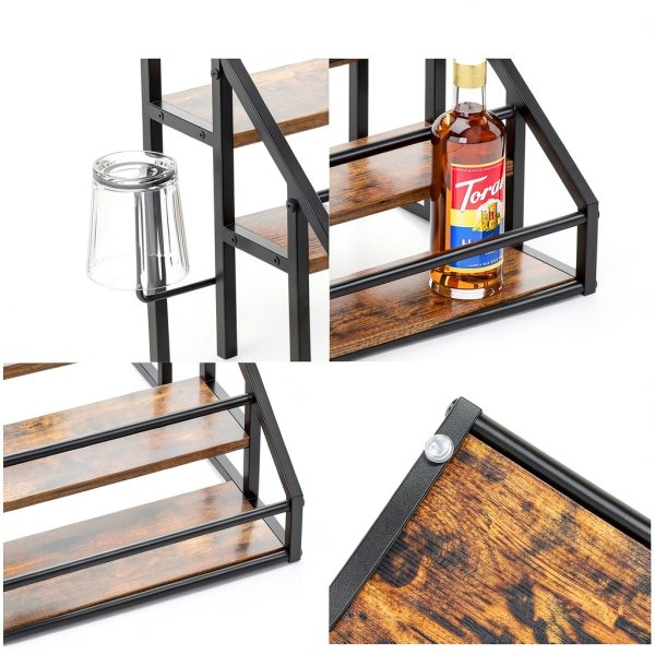 Vantimo Rustic Brown 4 Tier Metal Step Shelf Rack-7