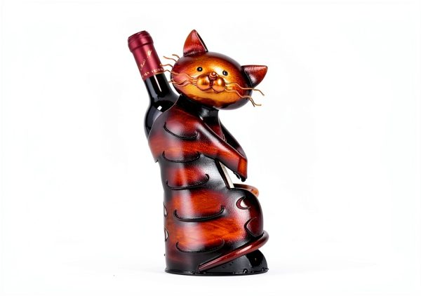 Cat Wine Rack Drincarier Metal Modern Holder-1