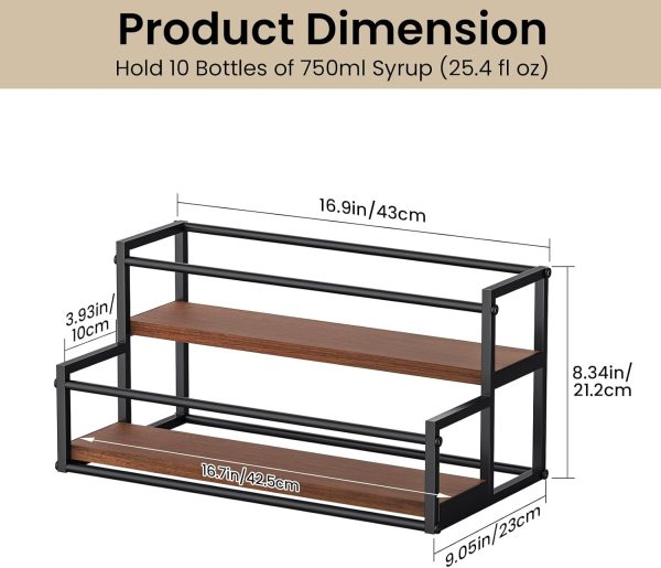 THYGIFTREE Syrup Rack Metal Wood Countertop Organizer-3