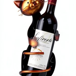 Cat Wine Rack Drincarier Metal Modern Holder-0