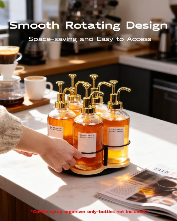 IntreLife Coffee Syrup Organizer Bamboo Iron Rustic Style-3