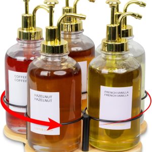 IntreLife Coffee Syrup Organizer Bamboo Iron Rustic Style-0