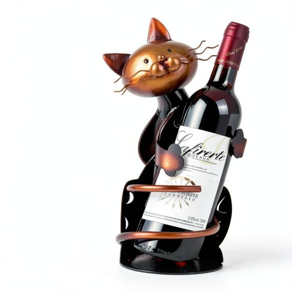 Cat Wine Rack Drincarier Metal Modern Holder-2