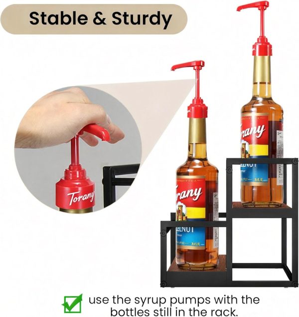 THYGIFTREE Syrup Rack Metal Wood Countertop Organizer-2