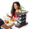 VyGrow Wine Rack Rustic Steel Wood 6 Bottle Tabletop Storage-4