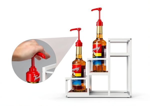 THYGIFTREE Coffee Syrup Rack Metal Wood Organizer Kitchen-3