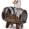 Makuvine Wine Cork Display Barrel Rustic Metal Tabletop Rack-0