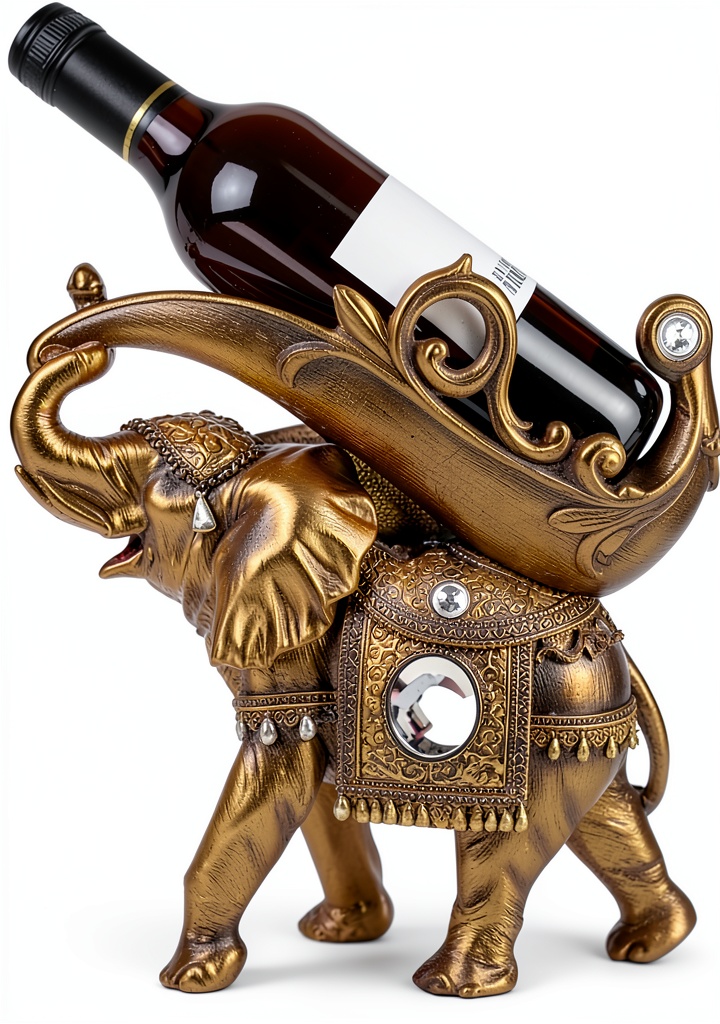 ICE ARMOR Thai Elephant Wine Rack displaying a wine bottle on a kitchen counter
