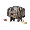 Makuvine Wine Cork Display Barrel Rustic Metal Tabletop Rack-1