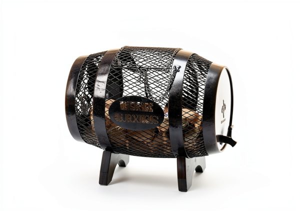 Makuvine Wine Cork Display Barrel Rustic Metal Tabletop Rack-8