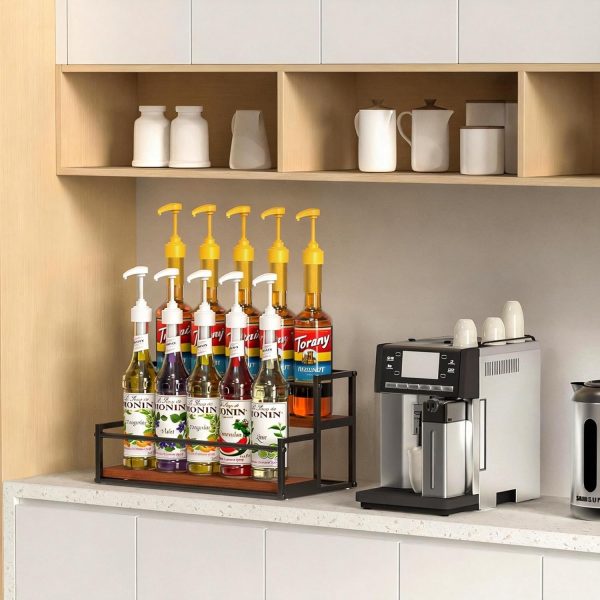 THYGIFTREE Syrup Rack Metal Wood Countertop Organizer-7