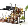 Vantimo Rustic Brown 4 Tier Metal Step Shelf Rack-4