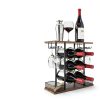 VyGrow Wine Rack Rustic Steel Wood 6 Bottle Tabletop Storage-3