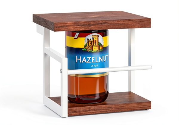 THYGIFTREE Coffee Syrup Rack Metal Wood Organizer Kitchen-8