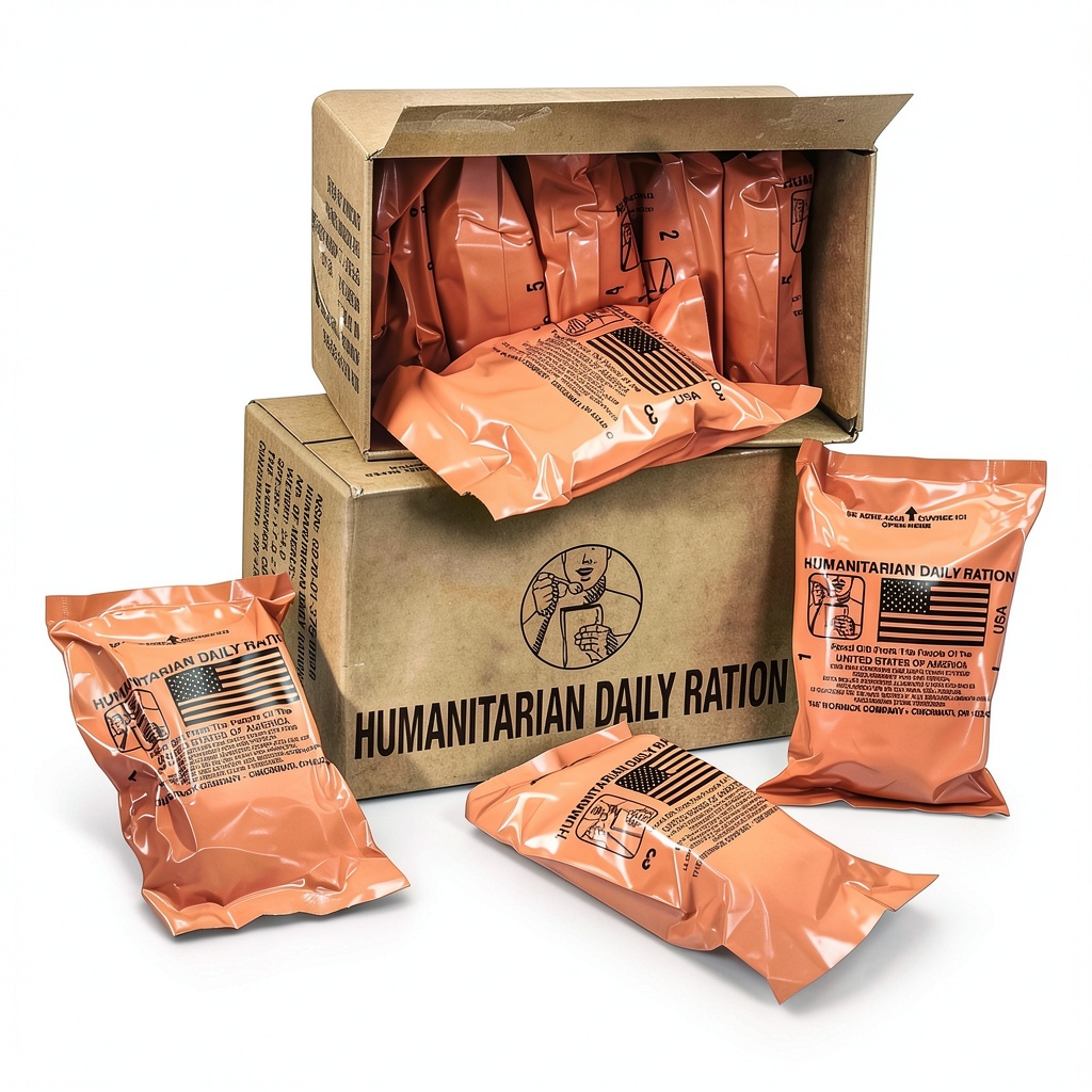 Unboxing Wornick Company 10‑Meal MRE Emergency Food Pack on a wooden table