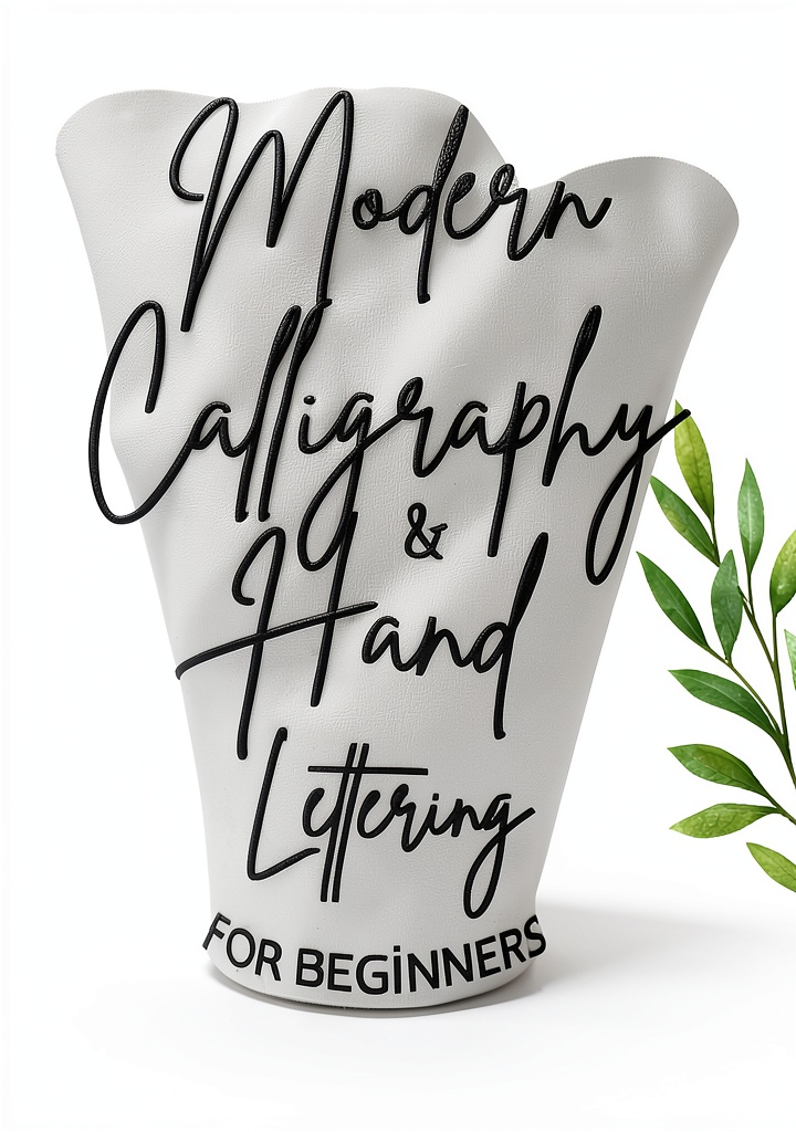 Kids using the calligraphy ebook on a tablet while printed practice sheets lie on a wooden desk