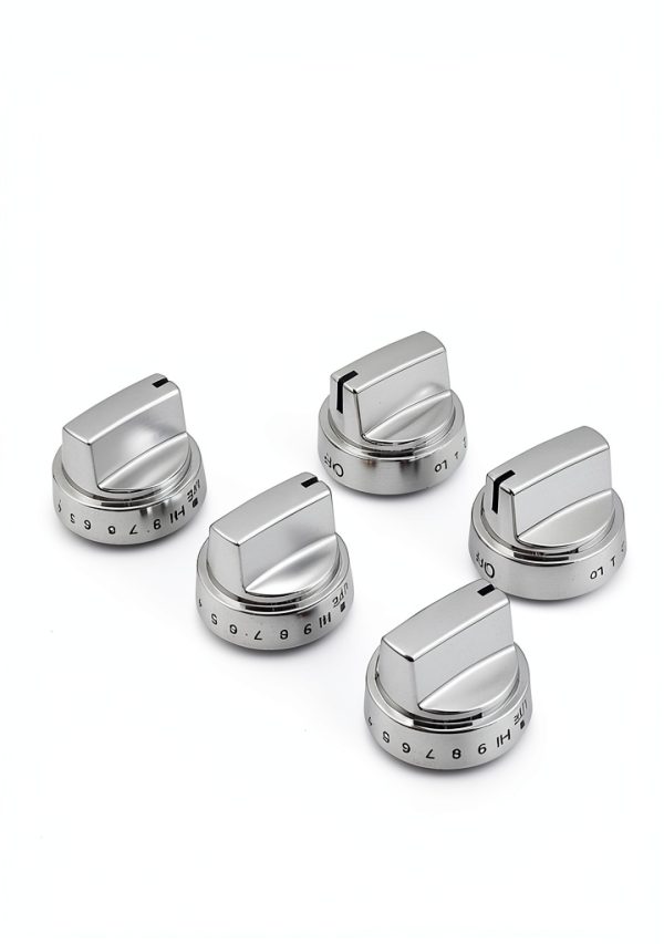 GE Stove Knobs Anniparts 5pcs Silver Plastic Push-Button Replacement-5