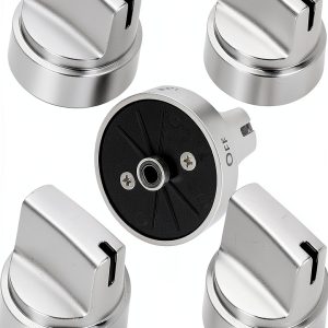 Gas Stove Knob Replacement Aekops 5 Pack Stainless Steel Knobs for GE-0