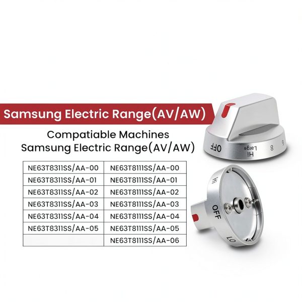 Samsung Range Knob Polerden Stainless Steel Push‑Button NE63T8111SS/AA-1
