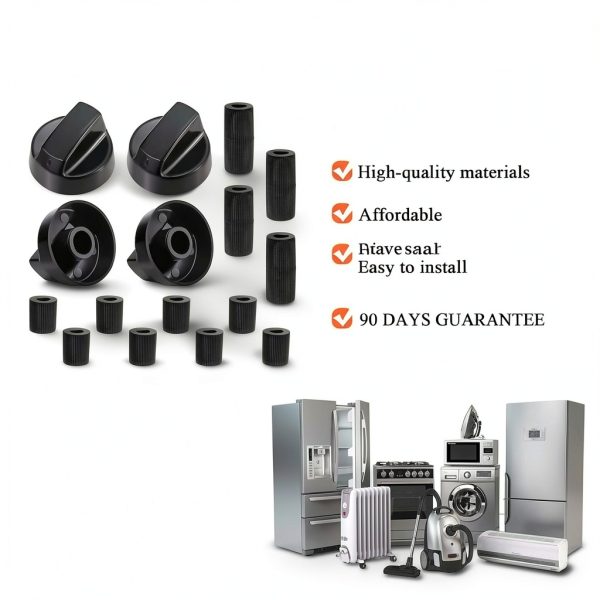 Blutoget Black Universal Control Knobs 4 Pack with 12 Adapters-6