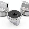 GE Stove Knobs Anniparts 5pcs Silver Plastic Push-Button Replacement-0