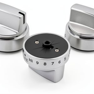 GE Stove Knobs Anniparts 5pcs Silver Plastic Push-Button Replacement-0