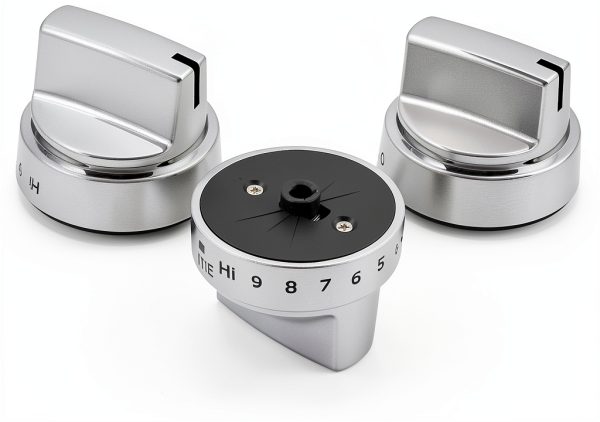 GE Stove Knobs Anniparts 5pcs Silver Plastic Push-Button Replacement-0