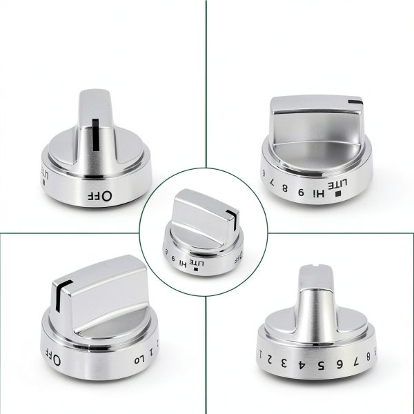 GE Stove Knobs Anniparts 5pcs Silver Plastic Push-Button Replacement-3