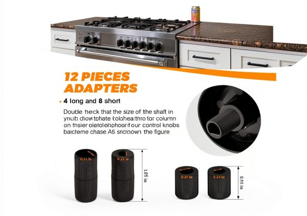 Blutoget Black Universal Control Knobs 4 Pack with 12 Adapters-3