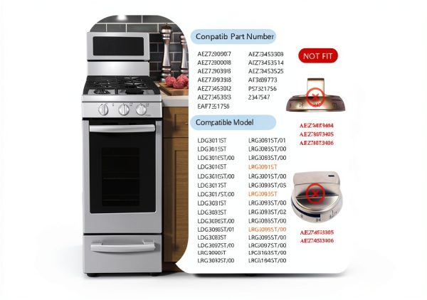 Stove Knob Replacement Sacumea for LG Gas Range - Chrome Iron Set-1