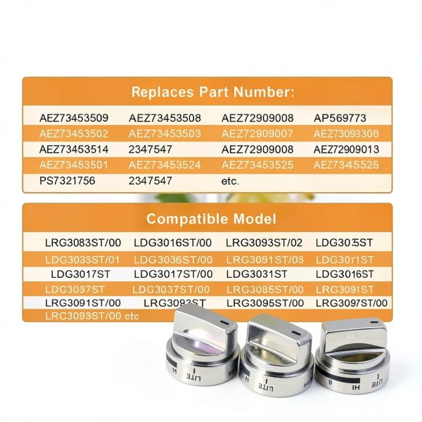 Azdele AEZ73453509 Stove Knob for LG Gas Range Gold Steel 5 Pack-2