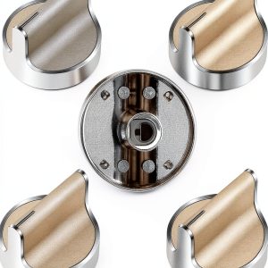 TOMOON Gas Stove Knob for Whirlpool WCG97US0DS00 Steel 5 Pack-0