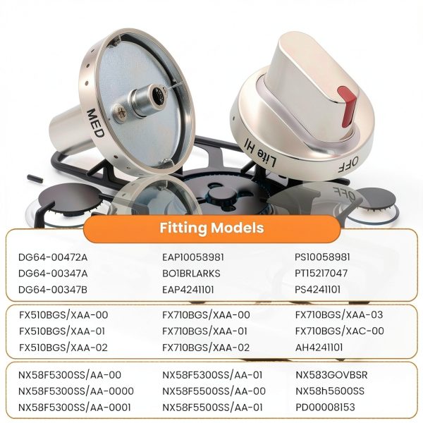DG64-00472A 5pcs Stove Knob Set – MONKEMON Steel for Samsung Range-3