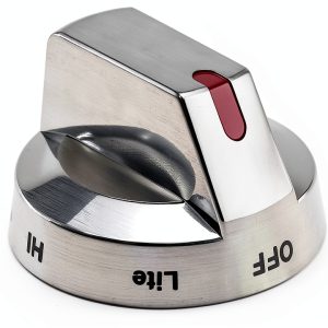AMI PARTS DG64-00473A Range Burner Dial Knob Chrome Metal Black Silver-0