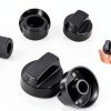 TOHAXPLS 4-Pack Black Control Knobs for Oven Stove Range D-Hole Fit-3