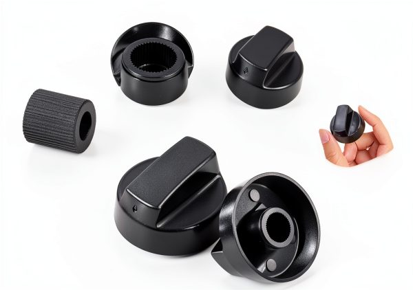 TOHAXPLS 4-Pack Black Control Knobs for Oven Stove Range D-Hole Fit-3